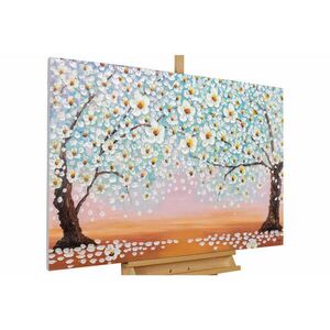 KUNSTLOFT RUČNE MAĽOVANÝ AKRYLOVÝ OBRAZ 120/80 cm, biely/oranžový, prírodný a botanický motív vyobraziť