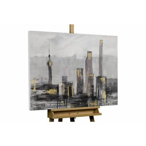 KUNSTLOFT RUČNE MAĽOVANÝ AKRYLOVÝ OBRAZ 100/70 cm, čierny/sivý, krajinný motív vyobraziť