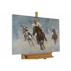 KUNSTLOFT RUČNE MAĽOVANÝ AKRYLOVÝ OBRAZ 90/60 cm, modrý/zlatý, abstraktný dekoratívny motív vyobraziť