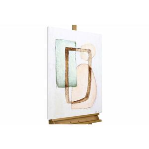 KUNSTLOFT RUČNE MAĽOVANÝ AKRYLOVÝ OBRAZ 60/90 cm, zelený/ružový, abstraktný geometrický motív vyobraziť
