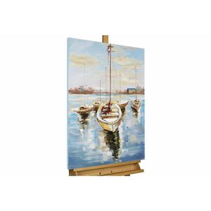 KUNSTLOFT RUČNE MAĽOVANÝ AKRYLOVÝ OBRAZ 60/90 cm, modrý/žltý, abstraktný geometrický motív vyobraziť