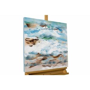 KUNSTLOFT RUČNE MAĽOVANÝ AKRYLOVÝ OBRAZ 60/60 cm, modrý/béžový, prírodný a botanický motív vyobraziť