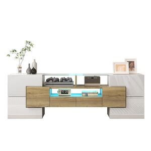 Redom NÍZKA komoda 145/30/51 cm s LED osvetlením, 6 dvierkami a 2 zásuvkami, biela/zlatá vyobraziť