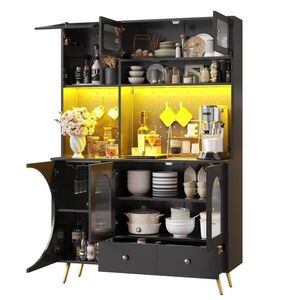 Redom PRÍBORNÍK 120/40/176 cm s LED osvetlením, USB portmi, zásuvkou a úložným priestorom, Čierna vyobraziť