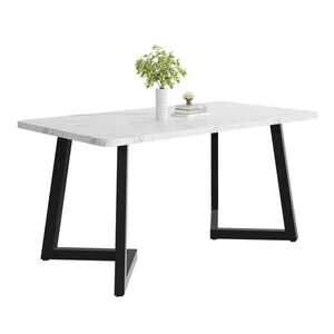 Redom JEDÁLENSKÝ stôl 117/68/75 cm s mramorovým vzhľadom a kovovými nohami, Biela/Čierna vyobraziť