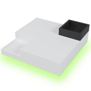 Redom KONFERENČNÝ stolík 72/72/30 cm s odnímateľným úložným boxom, LED osvetlením a vysokým leskom z drevotriesky, Biela, Čierna vyobraziť