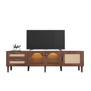 Redom NÍZKA komoda 180/40/50 cm s LED osvetlením, 2 ratanovými zásuvkami a 3 dvierkami, Hnedá vyobraziť