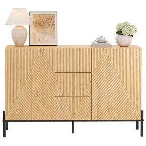 Redom SIDEBOARD 115, 5/40/76 cm s geometrickými dvierkami, strednou zásuvkou a veľkým úložným priestorom, Prírodná vyobraziť