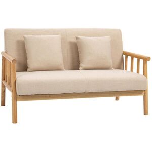 Redom 2-MIESTNA pohovka 123/69/74 cm s čalúneným sedadlom, 2 vankúšmi a stabilným dreveným rámom, Béžová vyobraziť