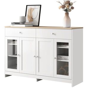 Redom SIDEBOARD 120/37/80 cm so 4 dverami, 2 zásuvkami a nastaviteľnými policami, Biela vyobraziť