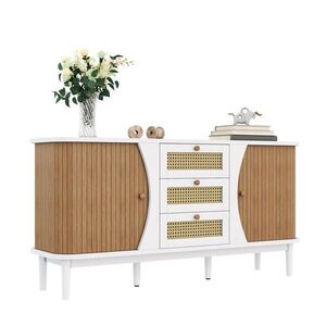 Redom SIDEBOARD 140, 5/40/76 cm s nastaviteľnými policami, zaoblenými hranami a úložným priestorom, Biela vyobraziť