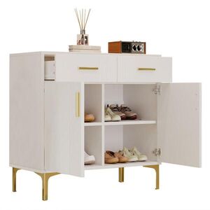 Redom KOMODA 35/80/79, 5 cm s 2 dvierkami, 2 zásuvkami a vlnitými čelami z MDF, Biela vyobraziť