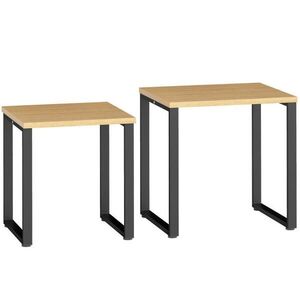 Redom PRÍRUČNÝ stolík 2-dielna sada 50/60/60 cm a 50/50/54 cm, stohovateľný a úsporný, Prírodná farba dreva vyobraziť
