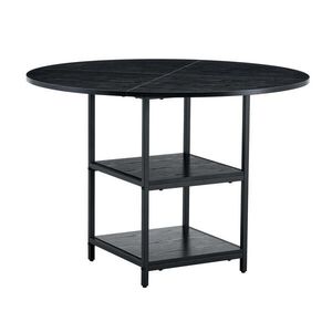 Redom JEDÁLENSKÝ stôl 107/107/75 cm s dvojitou otvorenou policou a kovovou konštrukciou, Čierna vyobraziť