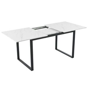 Redom JEDÁLENSKÝ stôl 140/180/80/75 cm rozkladací s mramorovým vzhľadom a nastaviteľnými nožičkami, Biela vyobraziť