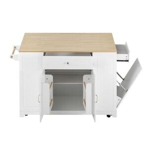 Redom KUCHYNSKÝ ostrovček 131, 8/40-70/93, 3 cm s rozkladacou doskou, zásuvkami a priestorom na odpad, Biela + Prírodná vyobraziť