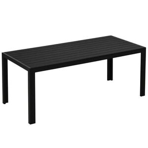 OKWISH ZÁHRADNÝ stôl 190/84, 5/72 cm čierny odolný voči počasiu z hliníka a drevoplastu vyobraziť