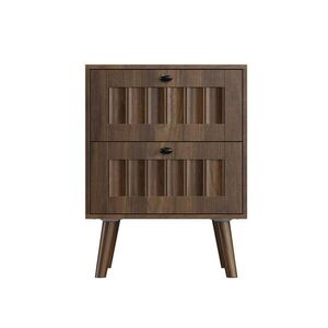OKWISH NOČNÝ stolík 40/43, 5/57, 5 cm orechový s 2 zásuvkami z MDF a drevotriesky vyobraziť