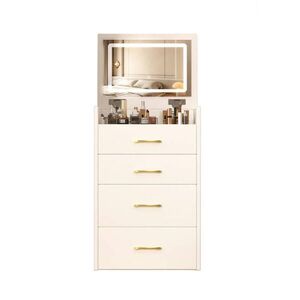 OKWISH TOALETNÝ stolík 40/60/118 cm biely z MDF s výklopným zrkadlom a taburetkou 3 v 1 vyobraziť