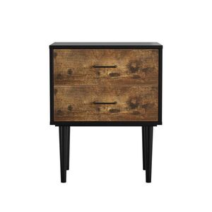 OKWISH NOČNÝ stolík 51/38/66 cm starohnedý z MDF s 2 zásuvkami v retro štýle vyobraziť