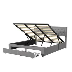 SHOPENTRA ČALÚNENÁ posteľ 160x200cm sivý zamat hydraulická vyobraziť