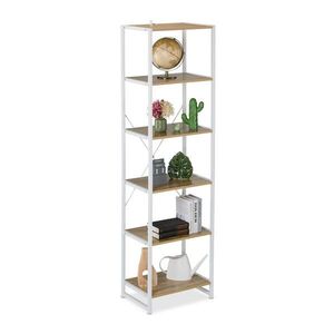 Relaxdays REGÁL Biely drevodekor industriálny 6 políc 180 cm vyobraziť