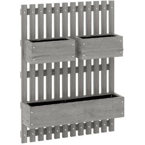 Modfu NÁSTENNÝ kvetinový box z dreva 60x12, 5x80 cm sivý s voľne premiestniteľnými nádobami a drenážnymi otvormi vyobraziť