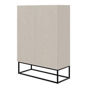 Selsey HIGHBOARD 2dverová Veldio sivobéžová s čiernym kovovým rámom 90 cm vyobraziť