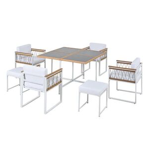 Modfu ZÁHRADNÝ jedálenský set z kovu 117x117x73, 5 cm bielo-čierny s čalúnením, odolný voči počasiu a pre 6 osôb vyobraziť