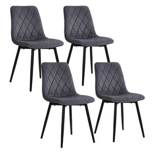 Relaxdays STOLIČKA Antracitová 4-ks-set zamat kovové nohy vyobraziť