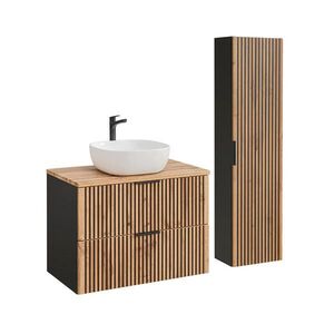 Petits-meubles KÚPEĽŇOVÝ NÁBYTOK 80.6cm Gaia 2-dielna súprava Dubové drevo a čierna farba vyobraziť