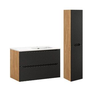 Petits-meubles KÚPEĽŇOVÝ NÁBYTOK 90cm Elora 2-dielna súprava Čierna a drevo vyobraziť