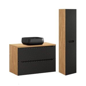 Petits-meubles KÚPEĽŇOVÝ NÁBYTOK 90cm Elora 2-dielna súprava Čierna a drevo vyobraziť