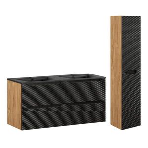 Petits-meubles KÚPEĽŇOVÝ NÁBYTOK 120cm Elora 2-dielna súprava Čierna a drevo vyobraziť
