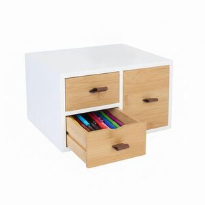 Relaxdays ZÁSUVNÍK Biela bambus 3 zásuvky vyobraziť