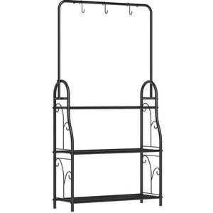 OKWISH STOJAN na kvety 75/25/137 cm čierny z kovu s 3 policami, závesnou tyčou a háčikmi vyobraziť