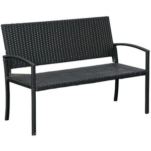 OKWISH ZÁHRADNÁ lavička 122/60/87 cm čierna z ocele a polyratanu pre 2 osoby vyobraziť
