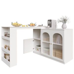 Redom BAROVÝ stôl 120/40/97 cm, otočný o 360° so sklenenými dvierkami a úložným priestorom, Biela vyobraziť
