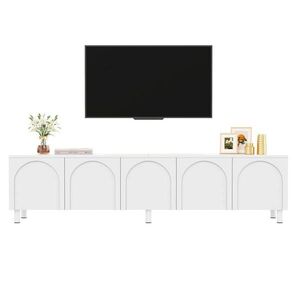 STILVORA TV SKRINKA Biela s kovovými nohami a 5 dvierkami, 180 × 38 × 45 cm, do obývačky vyobraziť