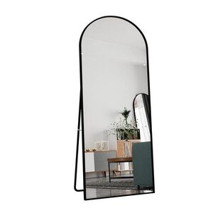 SHOPENTRA STOJACE zrkadlo 180x80 cm, klenutý tvar, čierne, nerozbitné, na montáž na stenu vyobraziť