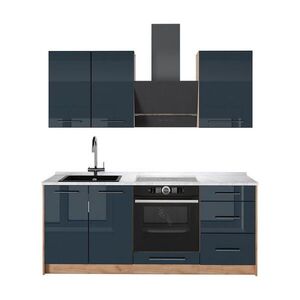 Vicco SAMOSTATNÁ KUCHYŇA Fame-Line, Tmavo modrá vysoký lesk/Dub Goldkraft, 190 cm, AP Marble vyobraziť