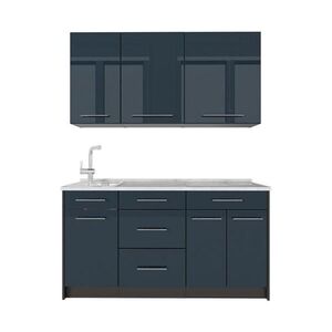 Vicco SAMOSTATNÁ KUCHYŇA Fame-Line, Tmavo modrá vysoký lesk/antracitová, 150 cm, AP Marble vyobraziť
