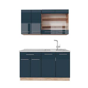 Vicco JEDNOLÔŽKOVÁ KUCHYŇA Fame-Line Tmavomodrá vysoký lesk/dub Goldkraft 140 cm , AP Marble vyobraziť