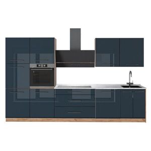 Vicco KUCHYNKA Fame-Line, Tmavo modrá vysoký lesk/Dub Goldkraft, 340 cm, AP Marble vyobraziť