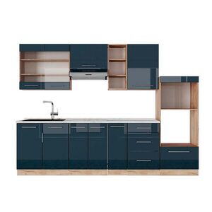 Vicco KUCHYNSKÝ KÚT Fame-Line Tmavomodrá vysoký lesk/dub Goldkraft 280 cm , AP Marble vyobraziť