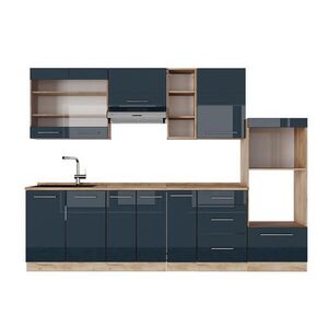 Vicco KUCHYNSKÝ KÚT Fame-Line Tmavomodrá vysoký lesk/dub Goldkraft 280 cm , AP Oak vyobraziť