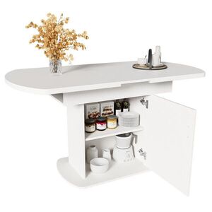 OKWISH JEDÁLENSKÝ stôl 110/130/70/75 cm biely so striebornou rukoväťou rozkladací s úložným priestorom z drevotriesky vyobraziť