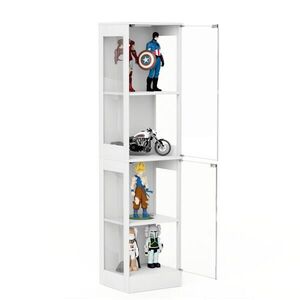 OKWISH VITRÍNA 35/40/165 cm biela s LED osvetlením sklenenými dvierkami a senzorom pohybu z MDF a skla vyobraziť