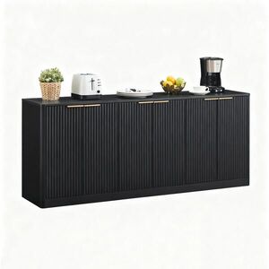OKWISH KOMODA 170/40/70, 5 cm čierna z MDF so zvlneným dizajnom, 6 dverami a úložným priestorom vyobraziť