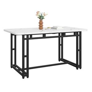 OKWISH JEDÁLENSKÝ stôl 120/70 cm čierno-biely z MDF s kovovými nohami vyobraziť
